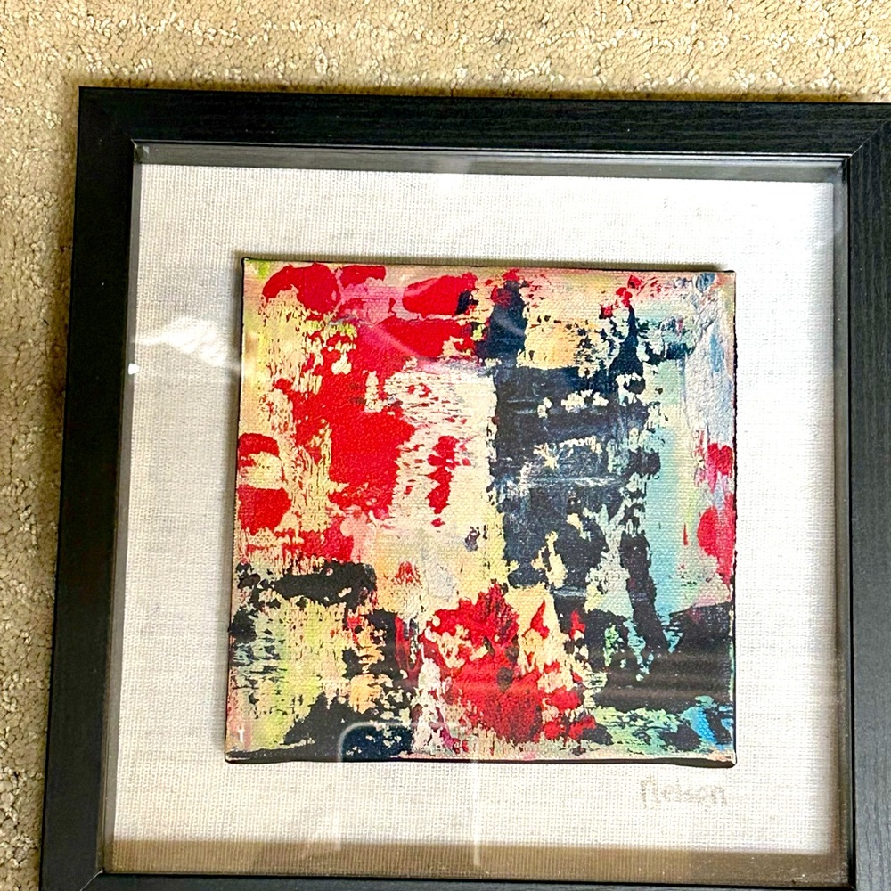 - Shadow box frame, black with original oil painting by Stac…